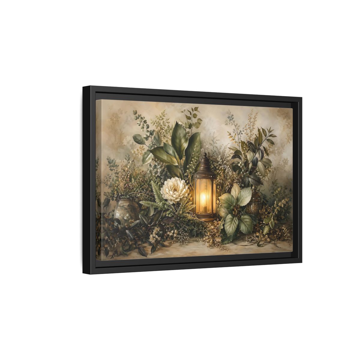 Side Mockup 6. Nature Floral Lantern Greenery Lantern shown as stretched canvas wall art