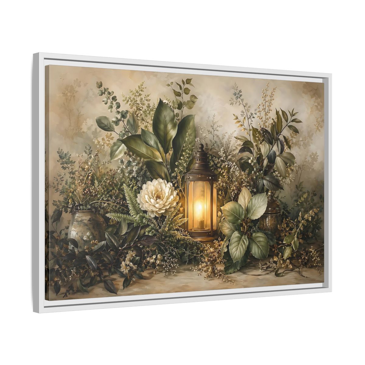 Side Mockup 10. Nature Floral Lantern Greenery Lantern shown as stretched canvas wall art