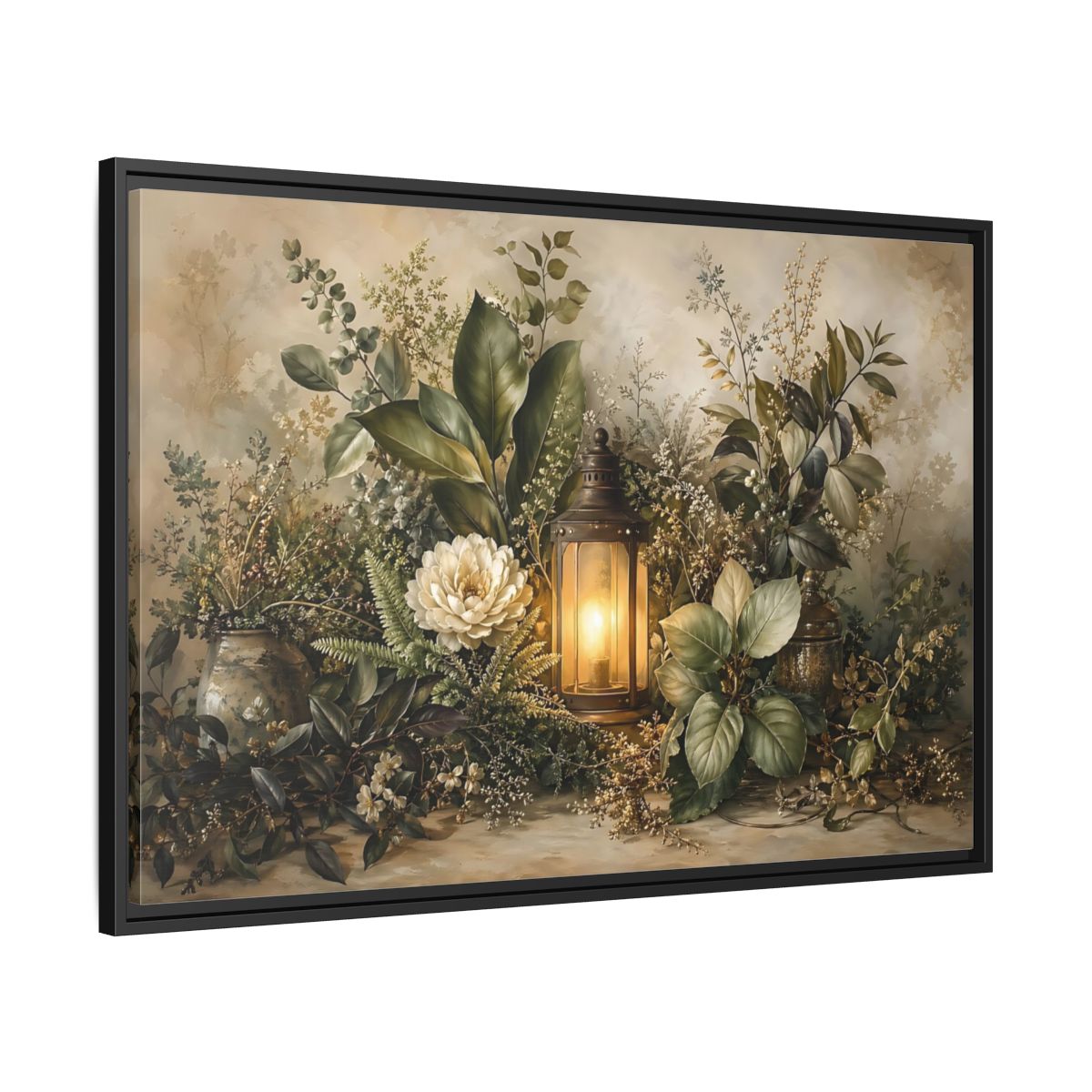 Side Mockup 13. Nature Floral Lantern Greenery Lantern shown as stretched canvas wall art