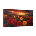 Side Mockup 3. Nature Flower Field Dramatic Sunset Flowers shown as stretched canvas wall art