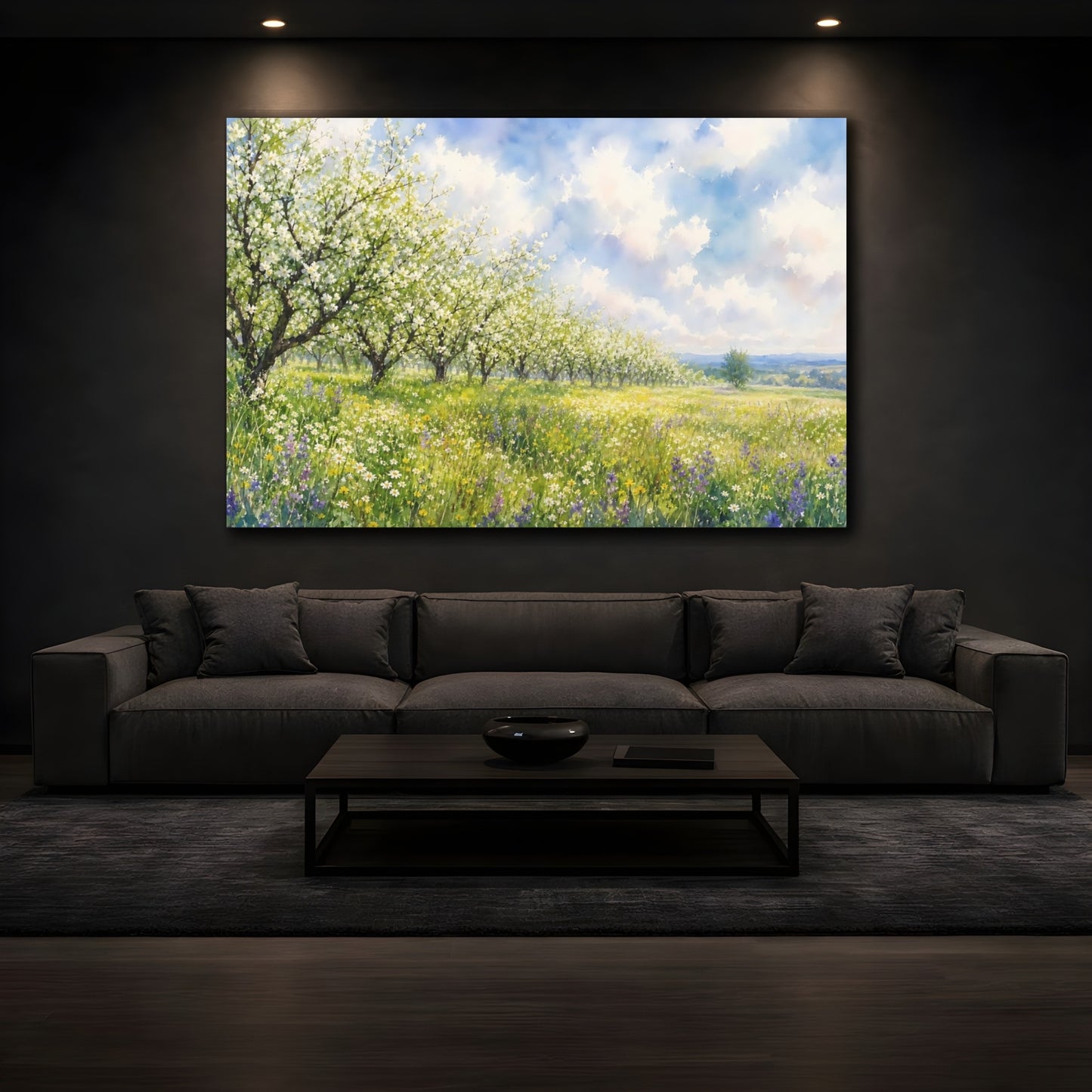 Mockup 3. Nature Flowering Orchard Spring Orchard shown as stretched canvas wall art