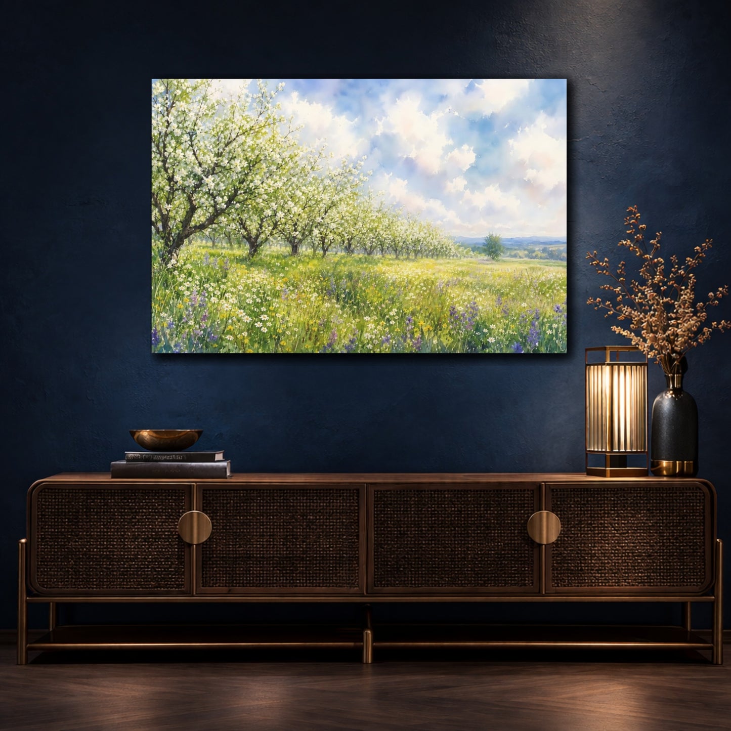 Mockup 4. Nature Flowering Orchard Spring Orchard shown as stretched canvas wall art