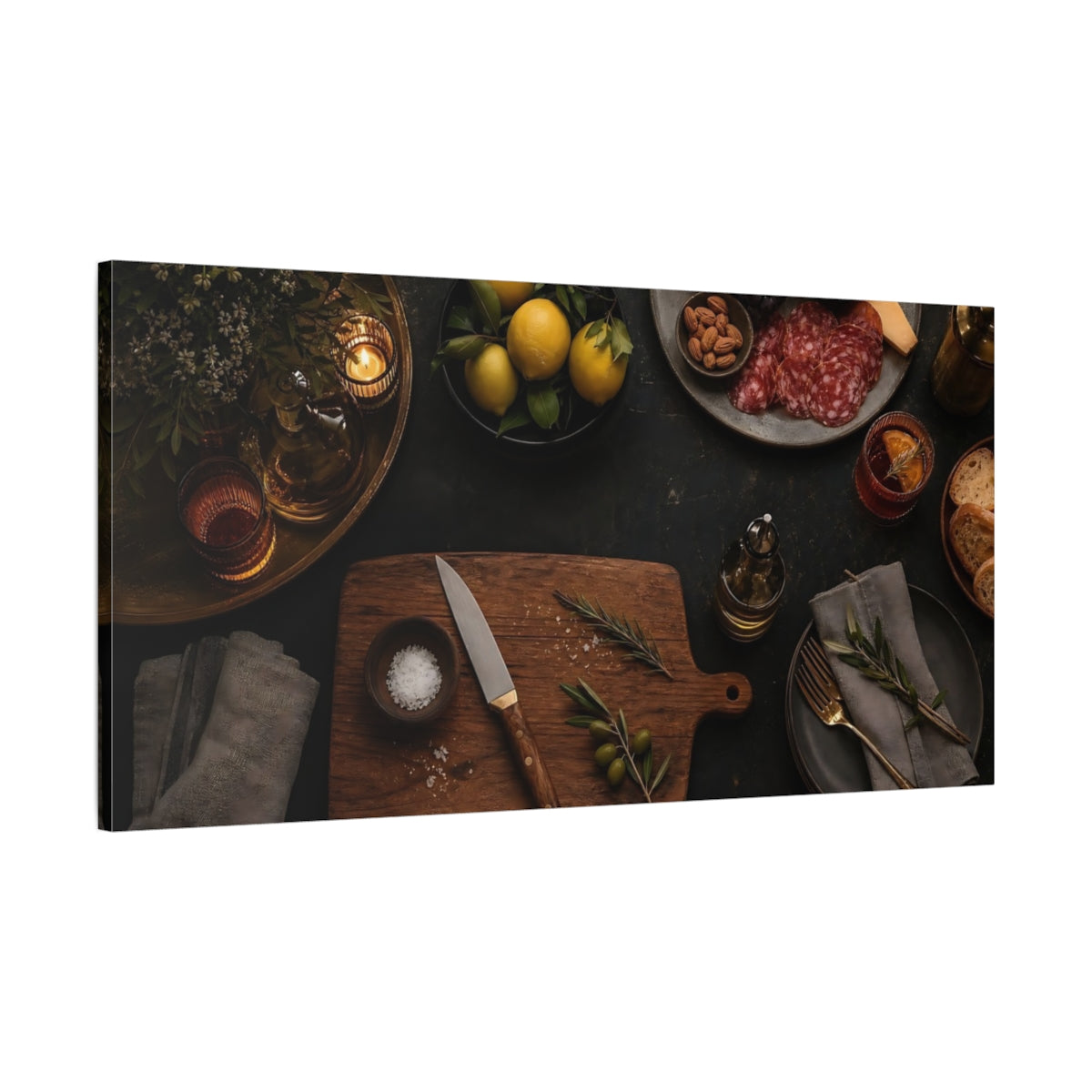 Main Mockup. Nature Food Spread Brown And Black shown as canvas print