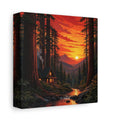 Side Mockup 2. Nature Forest Cabin Sunset Forest Cabin shown as stretched canvas wall art