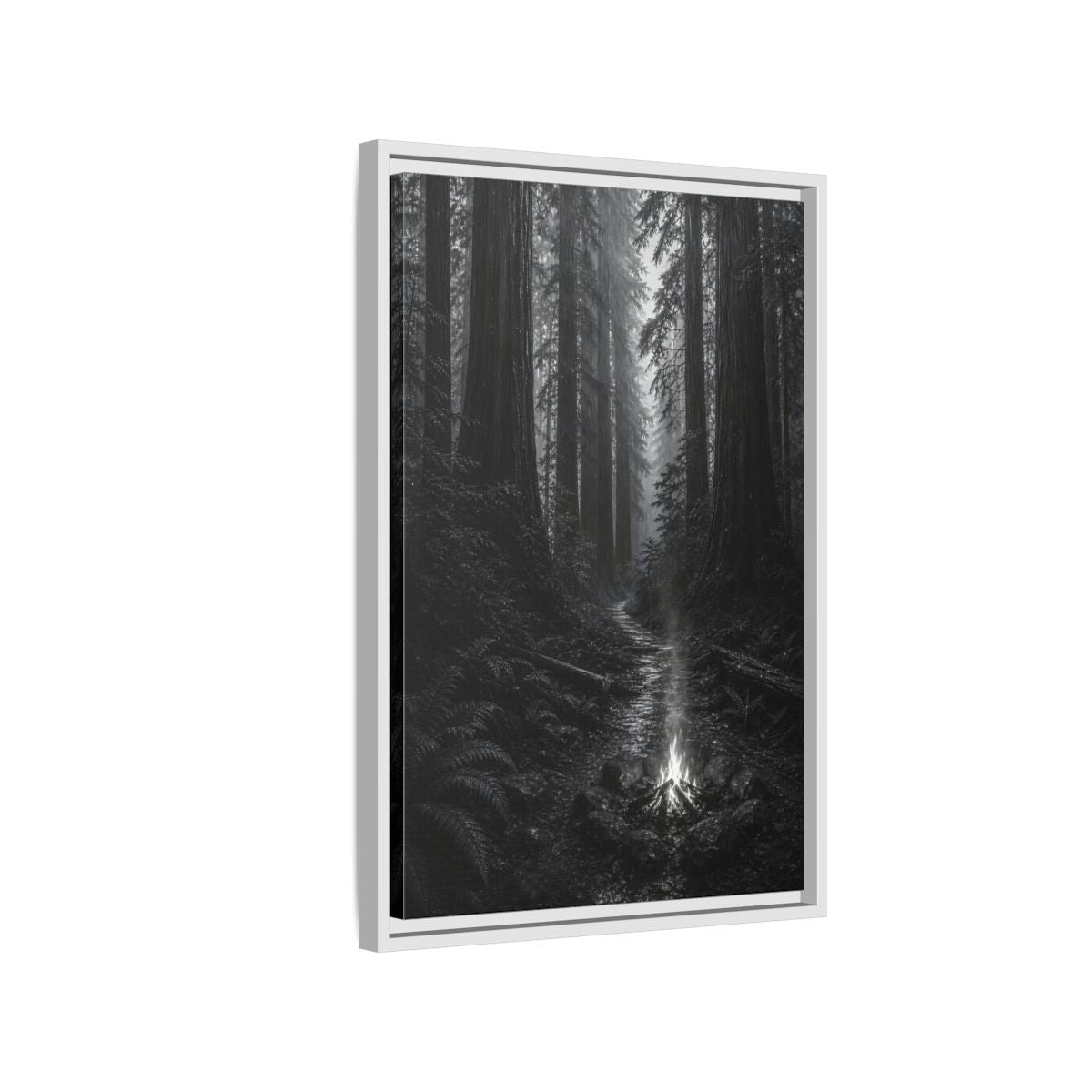 Side Mockup 1. Nature Forest Monochrome Forest shown as stretched canvas wall art