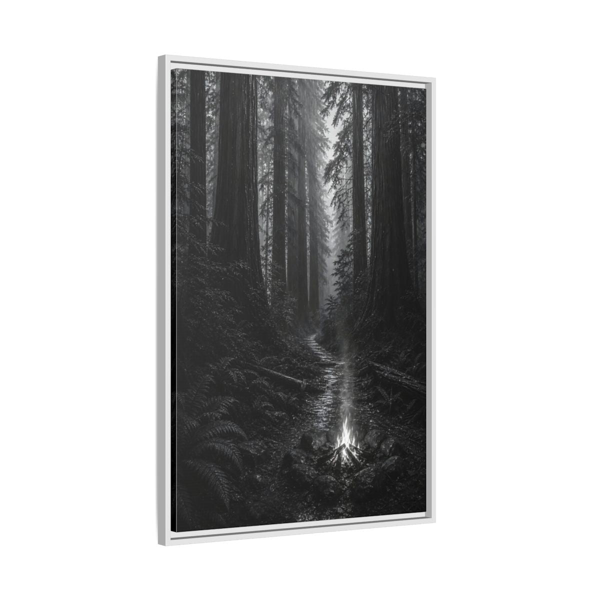Side Mockup 9. Nature Forest Monochrome Forest shown as stretched canvas wall art