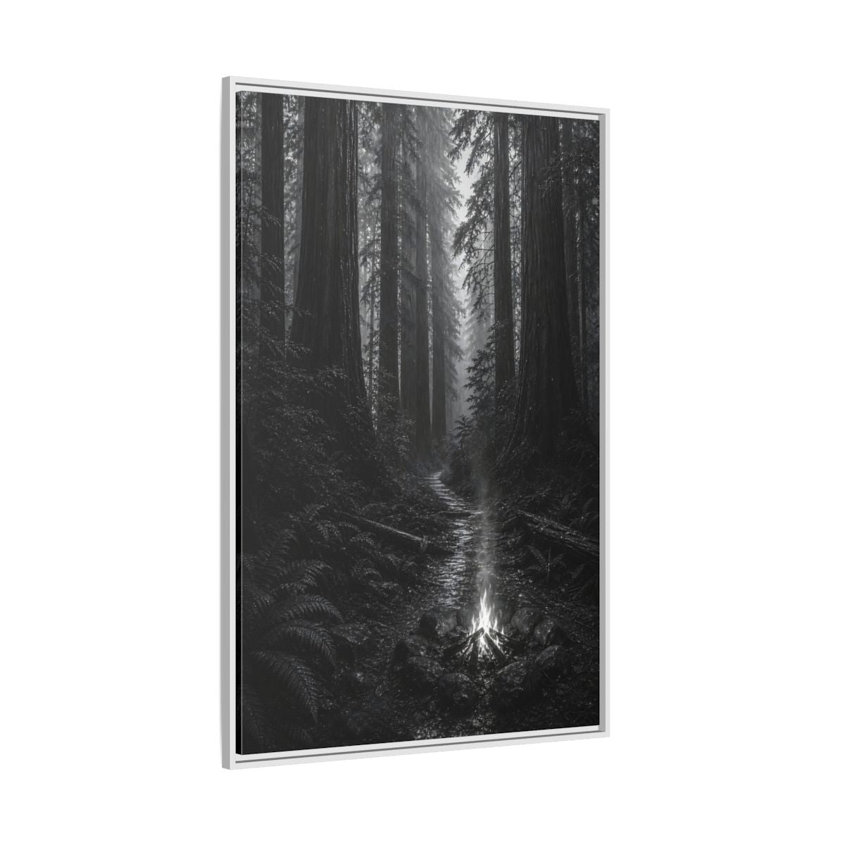 Side Mockup 7. Nature Forest Monochrome Forest shown as stretched canvas wall art