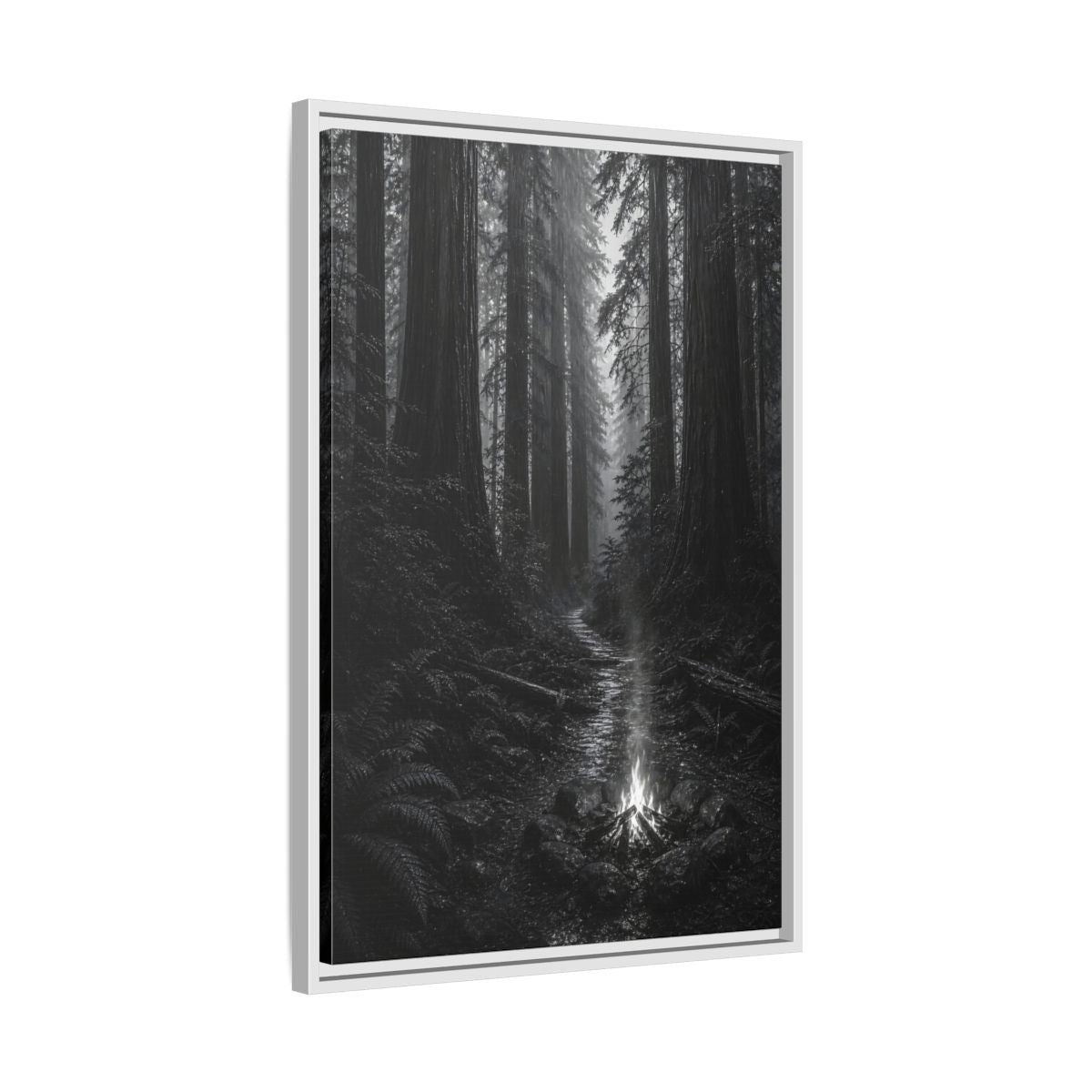 Side Mockup 10. Nature Forest Monochrome Forest shown as stretched canvas wall art