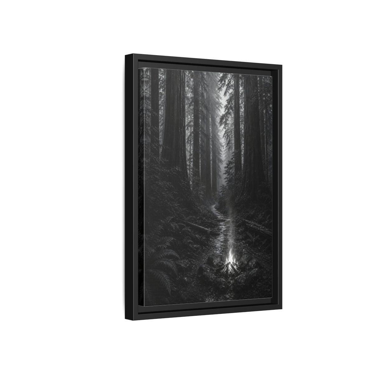 Side Mockup 6. Nature Forest Monochrome Forest shown as stretched canvas wall art