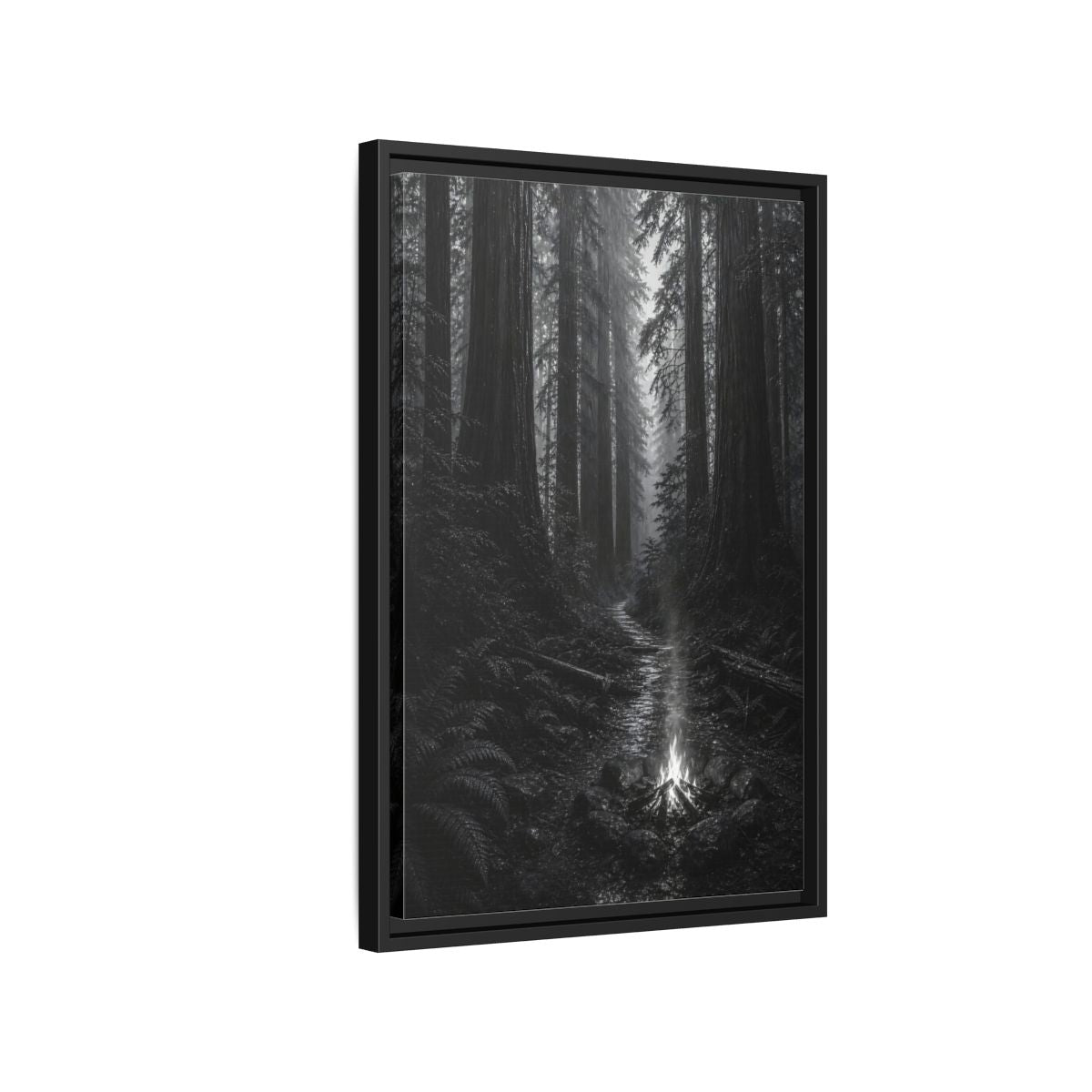 Side Mockup 3. Nature Forest Monochrome Forest shown as stretched canvas wall art