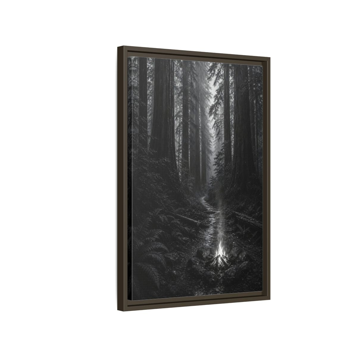 Side Mockup 2. Nature Forest Monochrome Forest shown as stretched canvas wall art