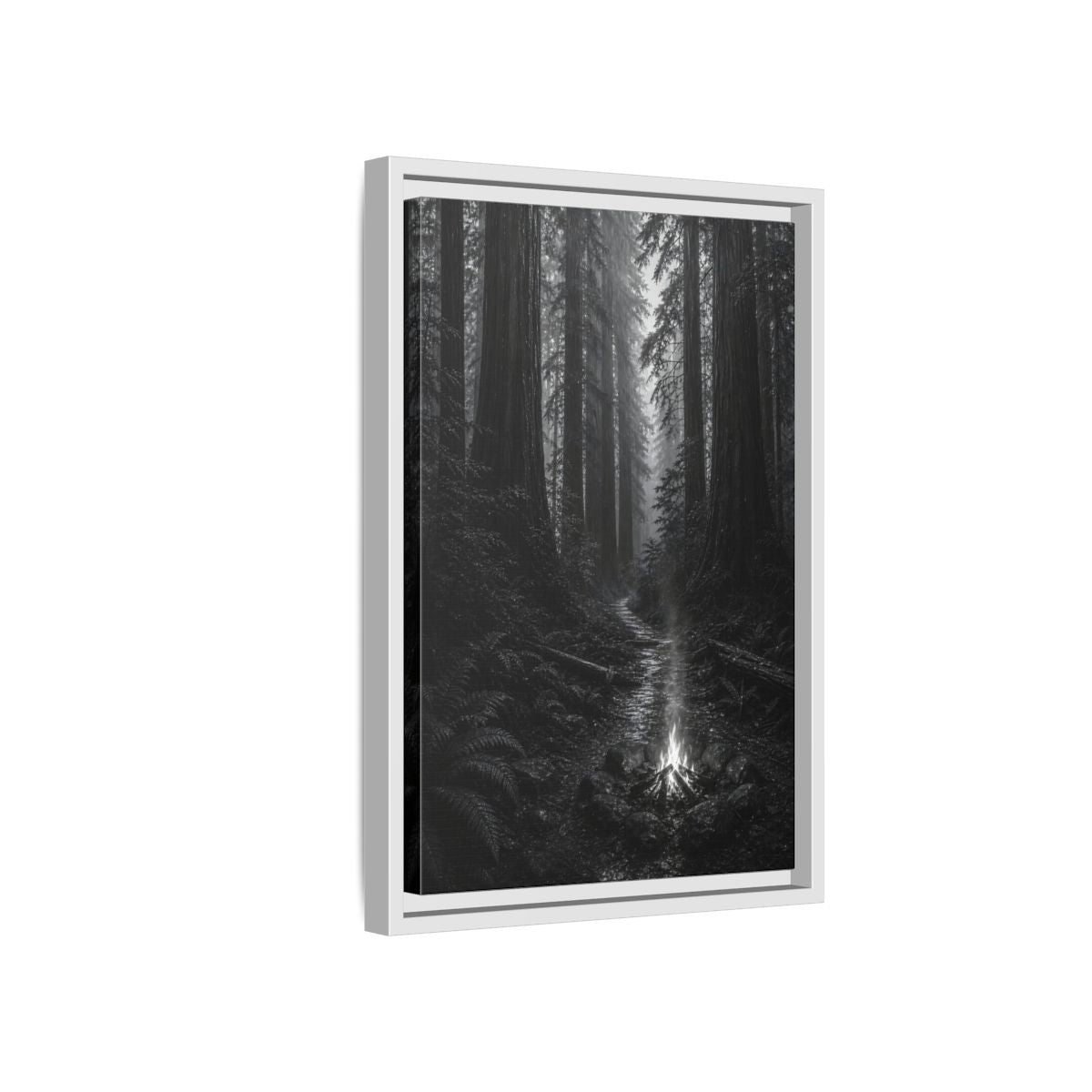 Side Mockup 4. Nature Forest Monochrome Forest shown as stretched canvas wall art