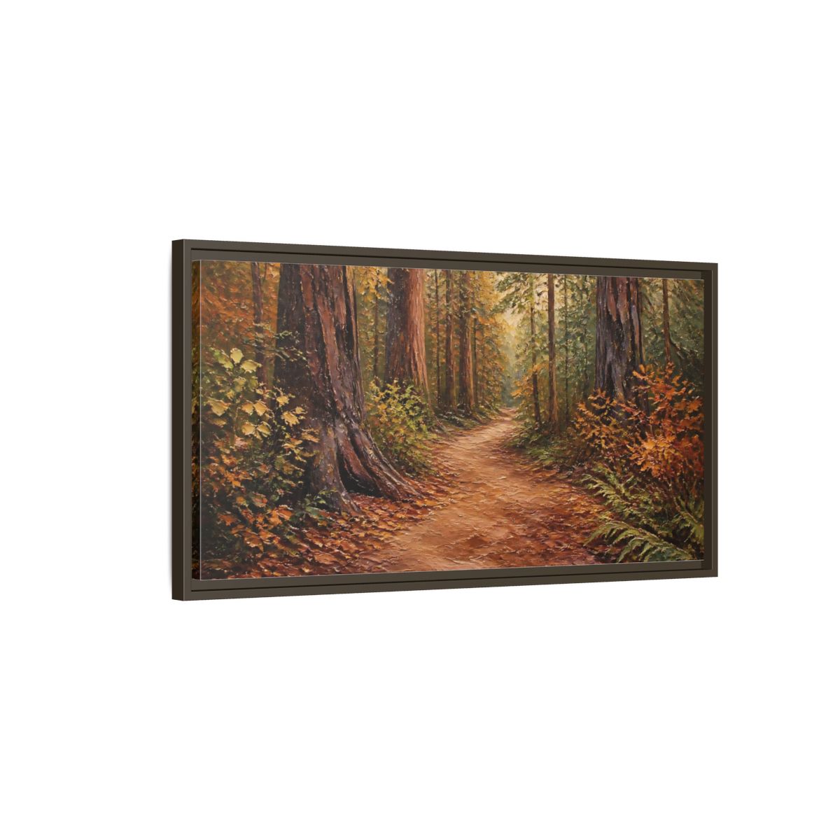 Main Mockup. Nature Forest Path Autumn Forest Path shown as stretched canvas wall art