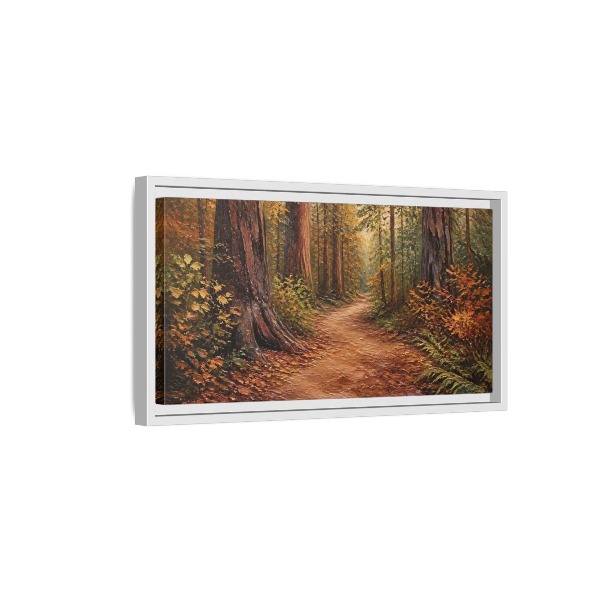 Side Mockup 6. Nature Forest Path Autumn Forest Path shown as stretched canvas wall art