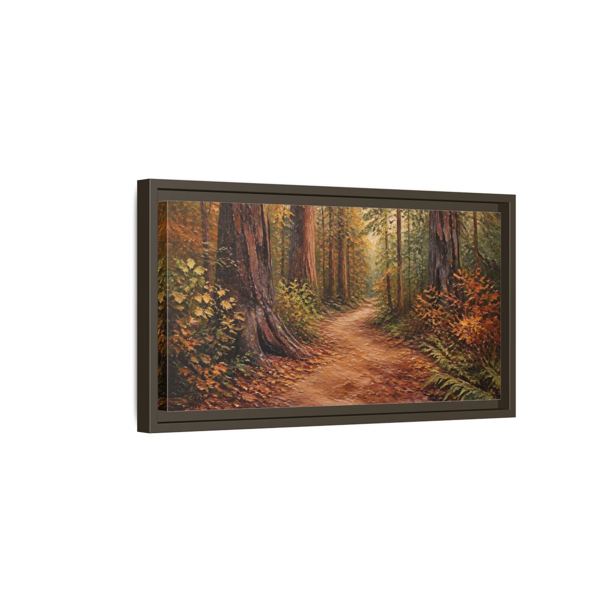 Side Mockup 7. Nature Forest Path Autumn Forest Path shown as stretched canvas wall art