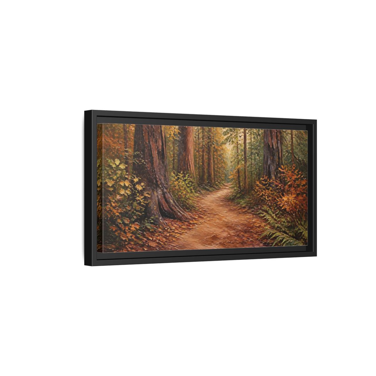 Side Mockup 8. Nature Forest Path Autumn Forest Path shown as stretched canvas wall art
