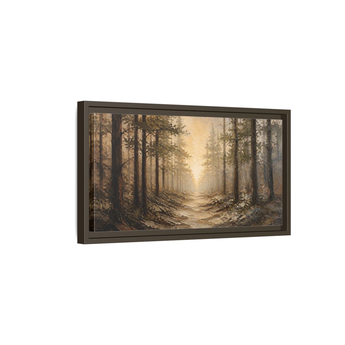 Side Mockup 7. Nature Forest Path Brown Golden Forest shown as stretched canvas wall art