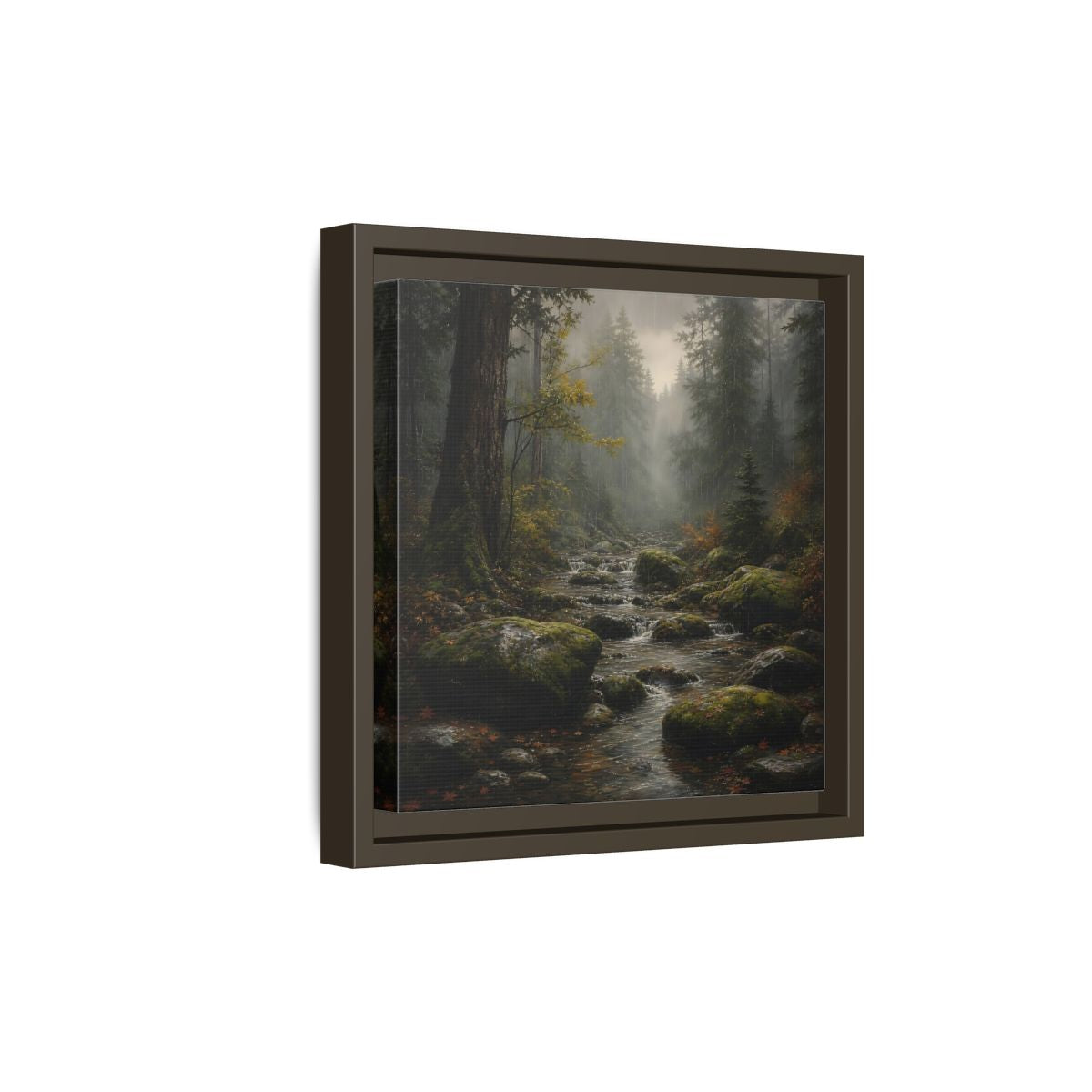 Side Mockup 20. Nature Forest Stream Rainy Forest Stream shown as stretched canvas wall art