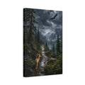 Side Mockup 4. Nature Fox And Eagles Rainy Mountain Animals shown as stretched canvas wall art