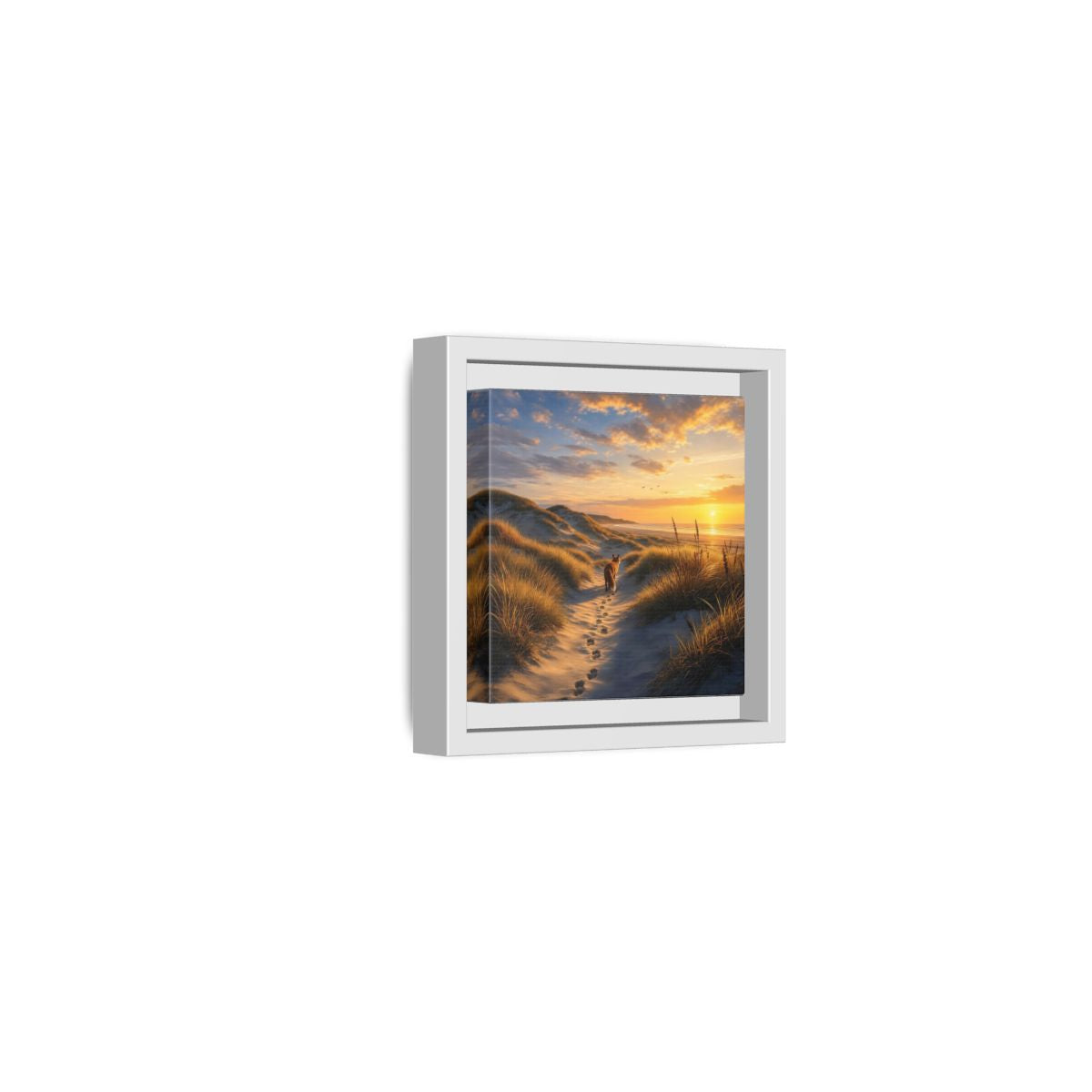 Side Mockup 22. Nature Fox Orange Blue Sunset shown as stretched canvas wall art