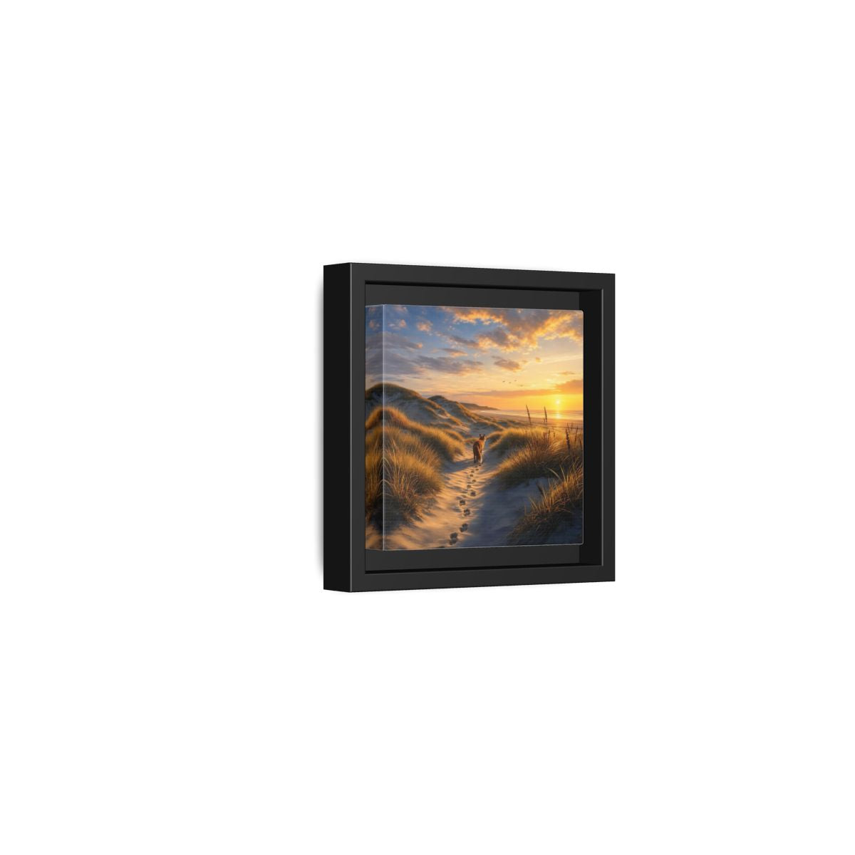 Side Mockup 24. Nature Fox Orange Blue Sunset shown as stretched canvas wall art