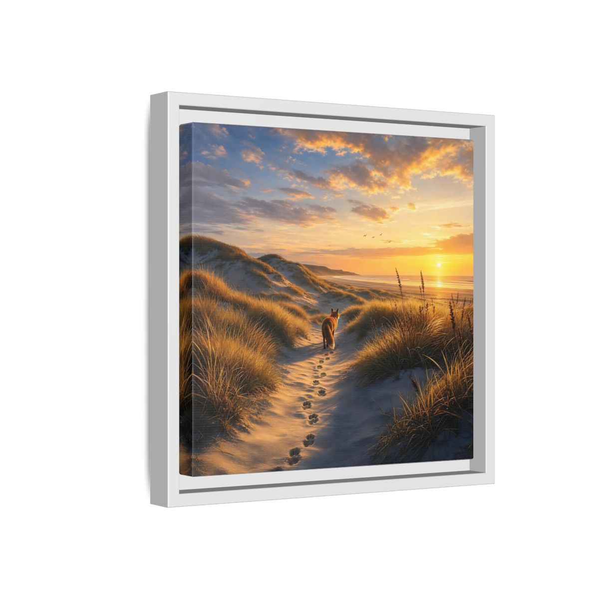 Side Mockup 16. Nature Fox Orange Blue Sunset shown as stretched canvas wall art