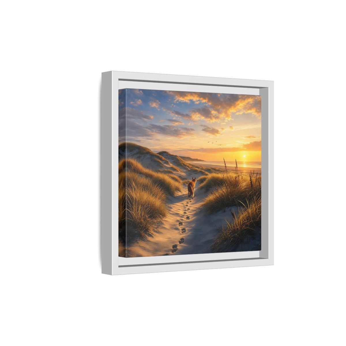 Side Mockup 19. Nature Fox Orange Blue Sunset shown as stretched canvas wall art