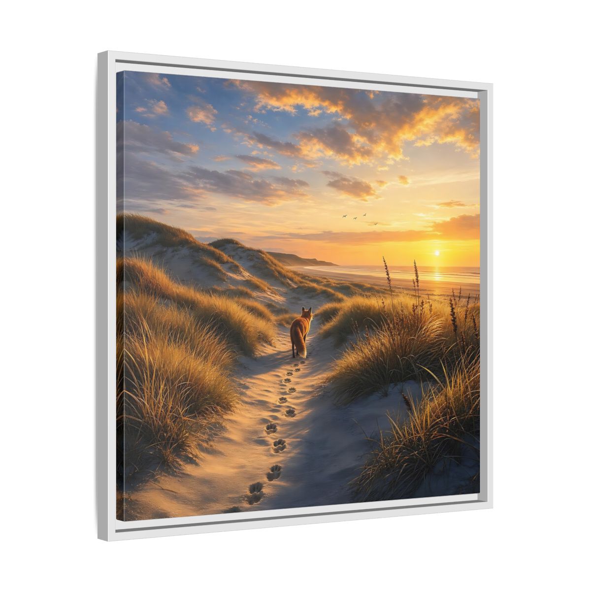 Side Mockup 26. Nature Fox Orange Blue Sunset shown as stretched canvas wall art