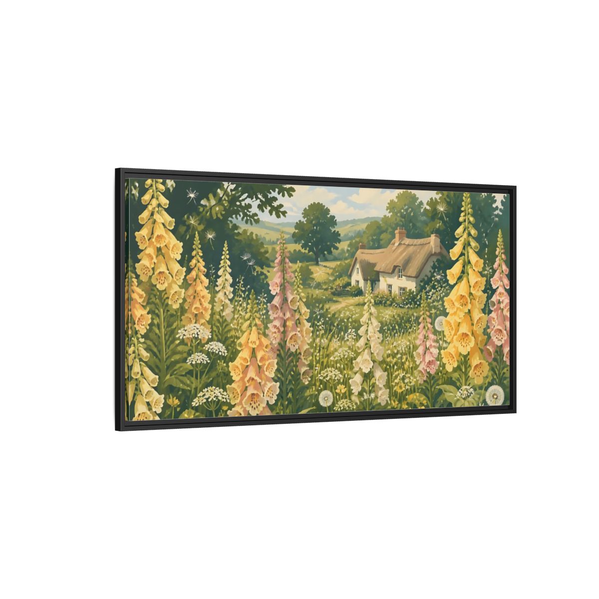 Side Mockup 5. Nature Foxgloves In A Meadow shown as framed canvas print