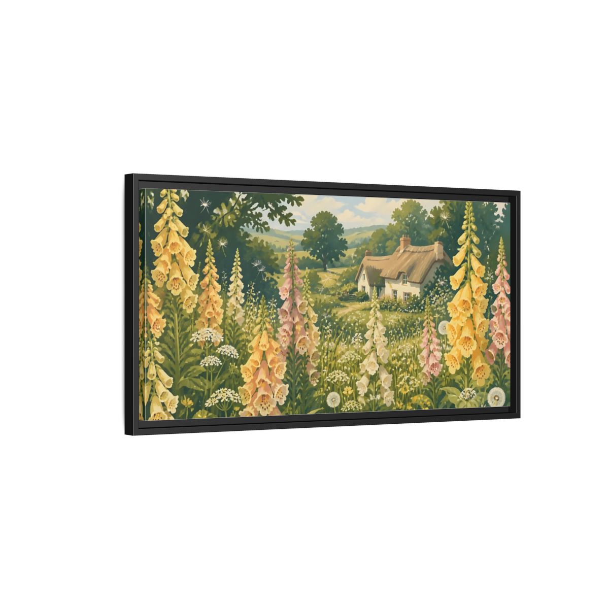 Side Mockup 2. Nature Foxgloves In A Meadow shown as framed canvas print
