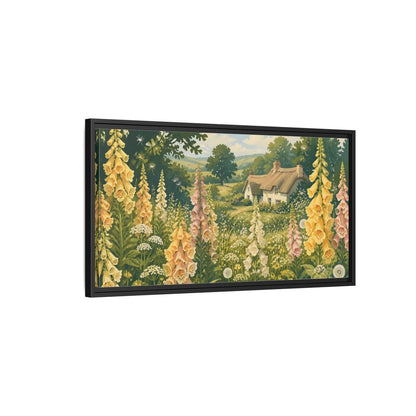 Side Mockup 2. Nature Foxgloves In A Meadow shown as framed canvas print