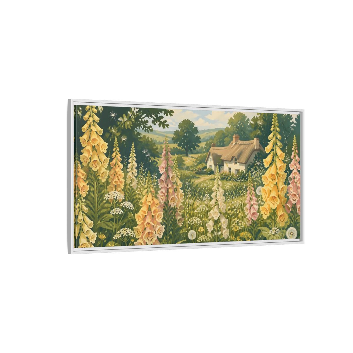 Side Mockup 3. Nature Foxgloves In A Meadow shown as framed canvas print