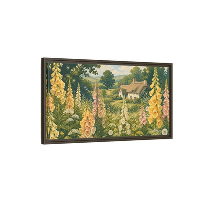 Main Mockup. Nature Foxgloves In A Meadow shown as framed canvas print