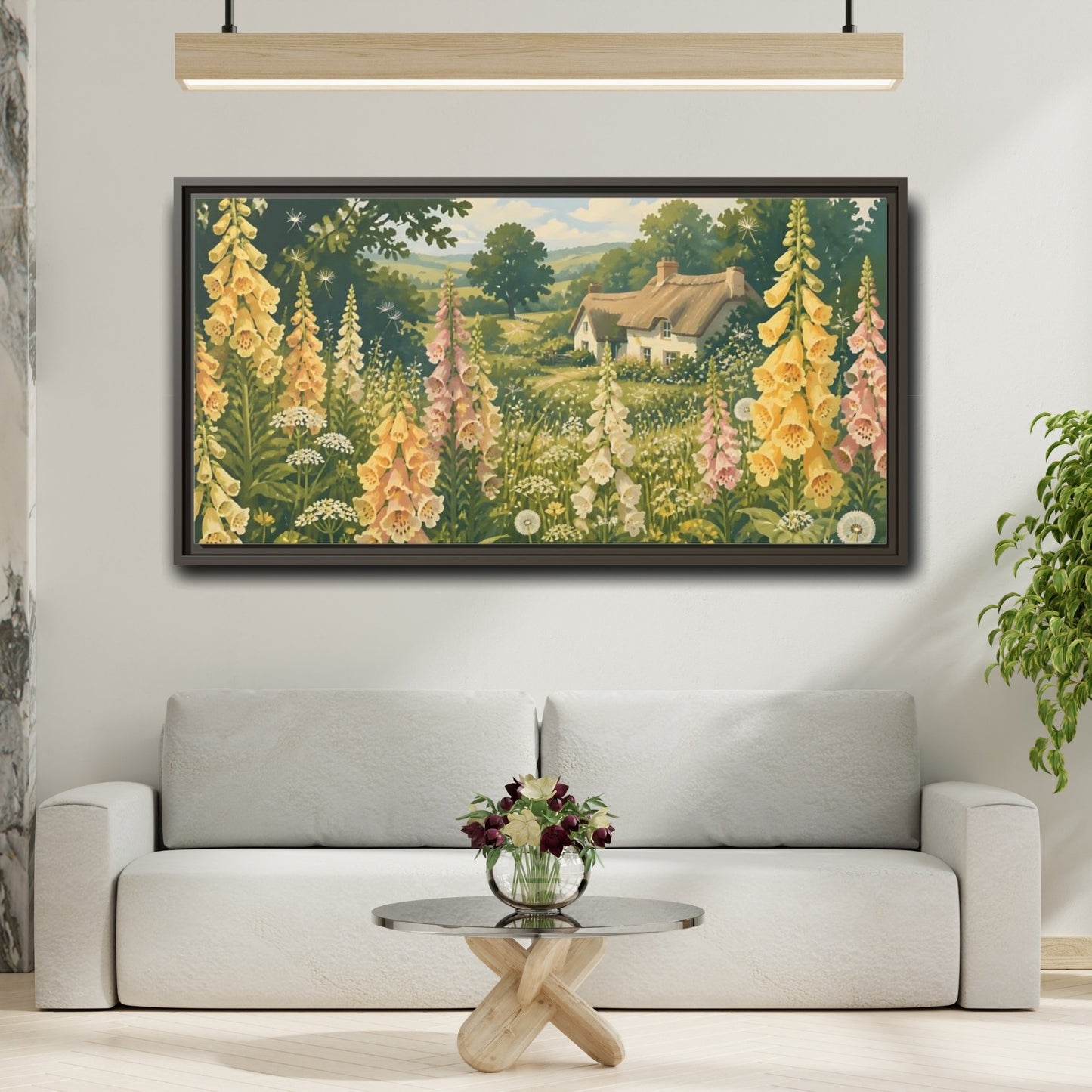 Mockup 2. Nature Foxgloves In A Meadow shown as framed canvas print