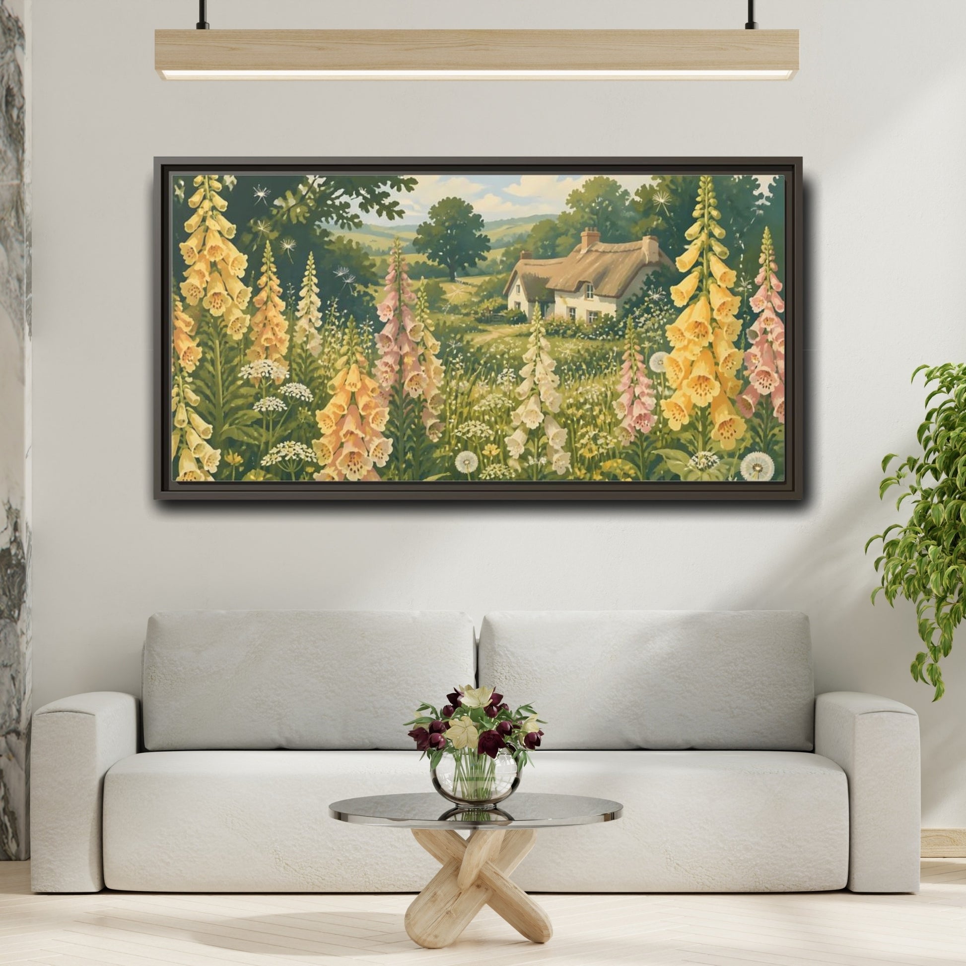 Mockup 2. Nature Foxgloves In A Meadow shown as framed canvas print
