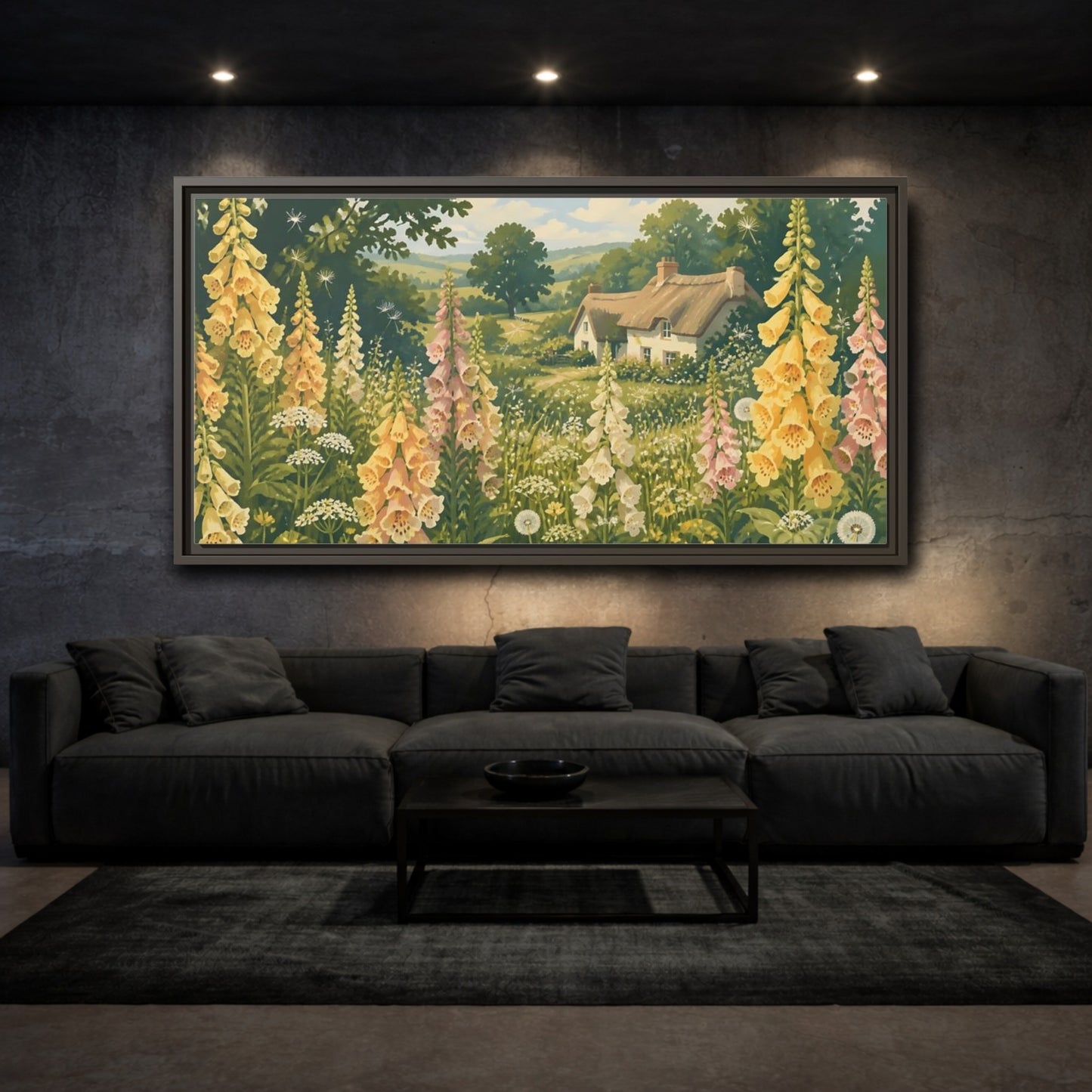 Mockup 3. Nature Foxgloves In A Meadow shown as framed canvas print