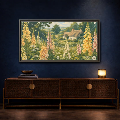 Mockup 4. Nature Foxgloves In A Meadow shown as framed canvas print