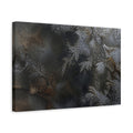 Side Mockup 4. Nature Frost Patterns Silver And Black shown as stretched canvas wall art