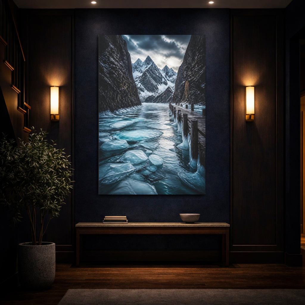 Mockup 4. Nature Frozen Lake Icy Lake Landscape shown as stretched canvas wall art