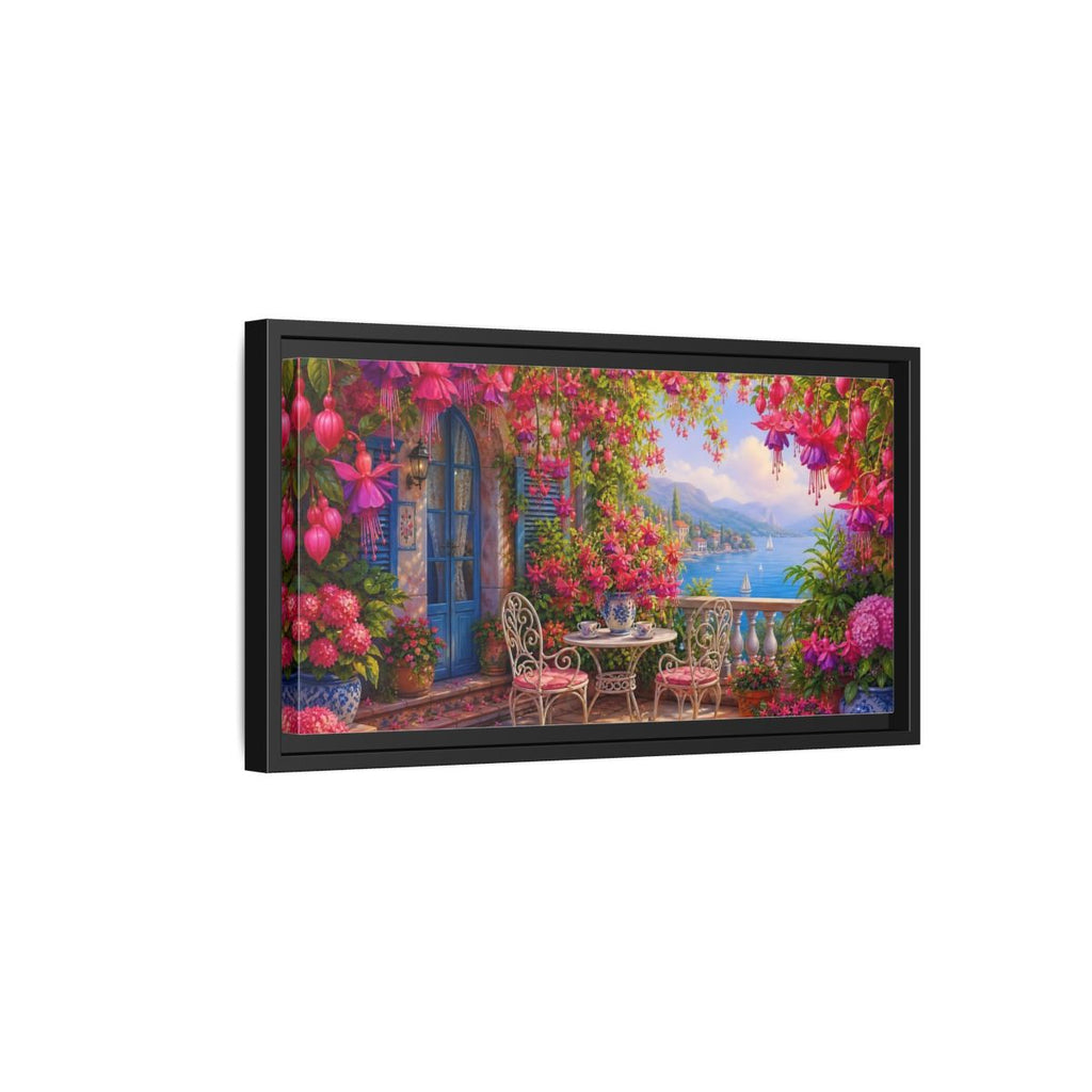 Side Mockup 8. Nature Fuchsia Balcony Fuchsia Balcony shown as stretched canvas wall art