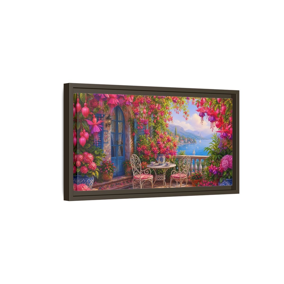 Side Mockup 7. Nature Fuchsia Balcony Fuchsia Balcony shown as stretched canvas wall art