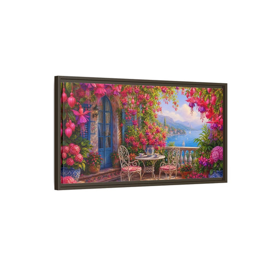 Main Mockup. Nature Fuchsia Balcony Fuchsia Balcony shown as stretched canvas wall art