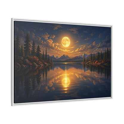 Side Mockup 7. Nature Full Moon Golden Moon Lake shown as stretched canvas wall art