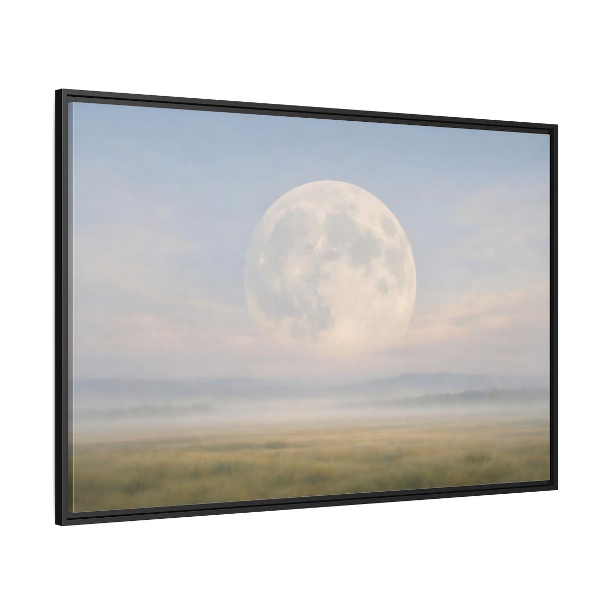 Side Mockup 12. Nature Full Moon Misty Moonscape shown as stretched canvas wall art
