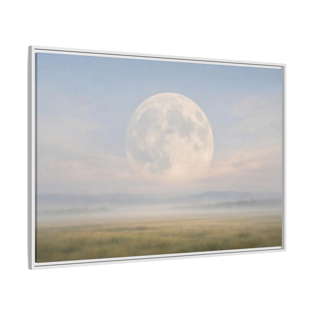 Side Mockup 7. Nature Full Moon Misty Moonscape shown as stretched canvas wall art