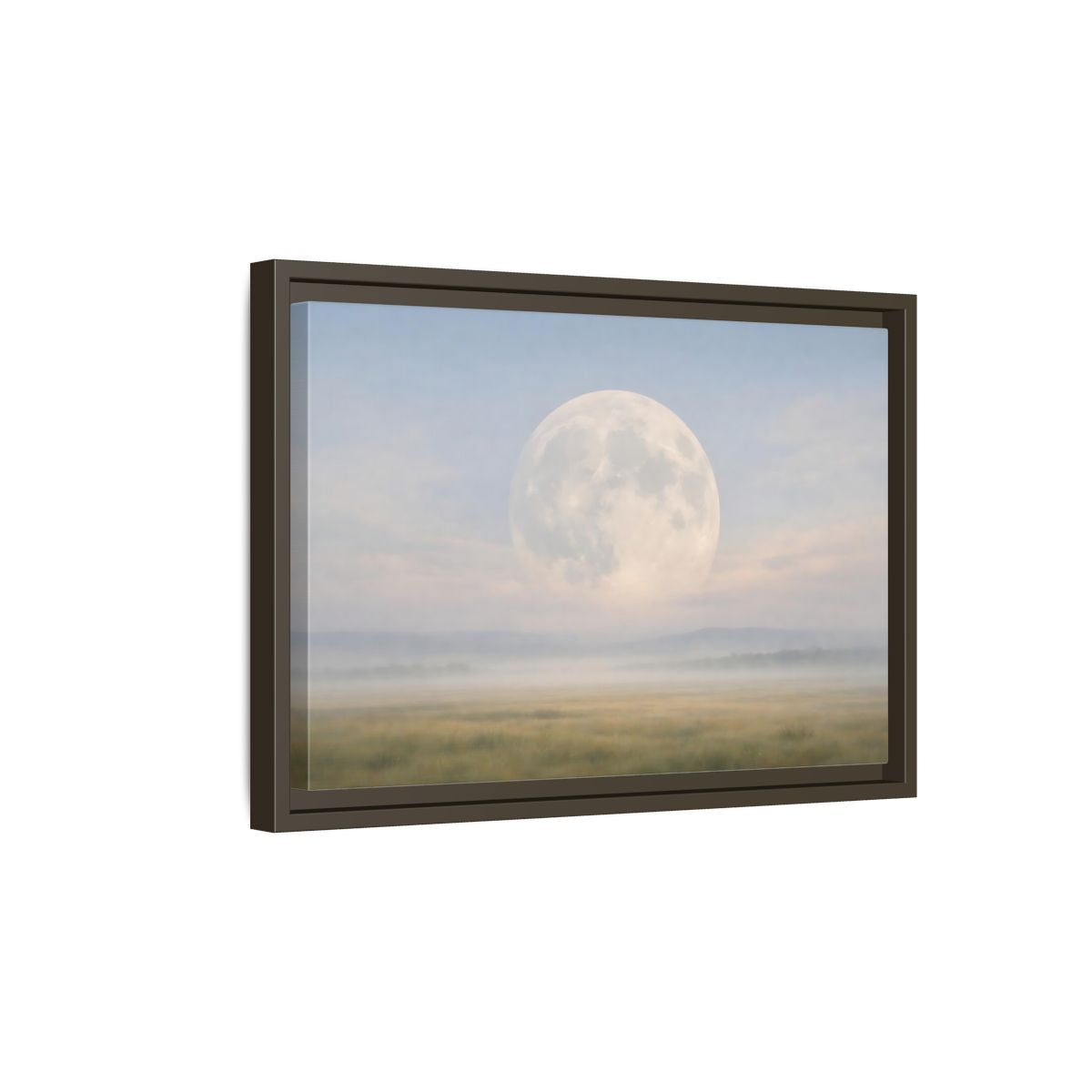 Side Mockup 5. Nature Full Moon Misty Moonscape shown as stretched canvas wall art