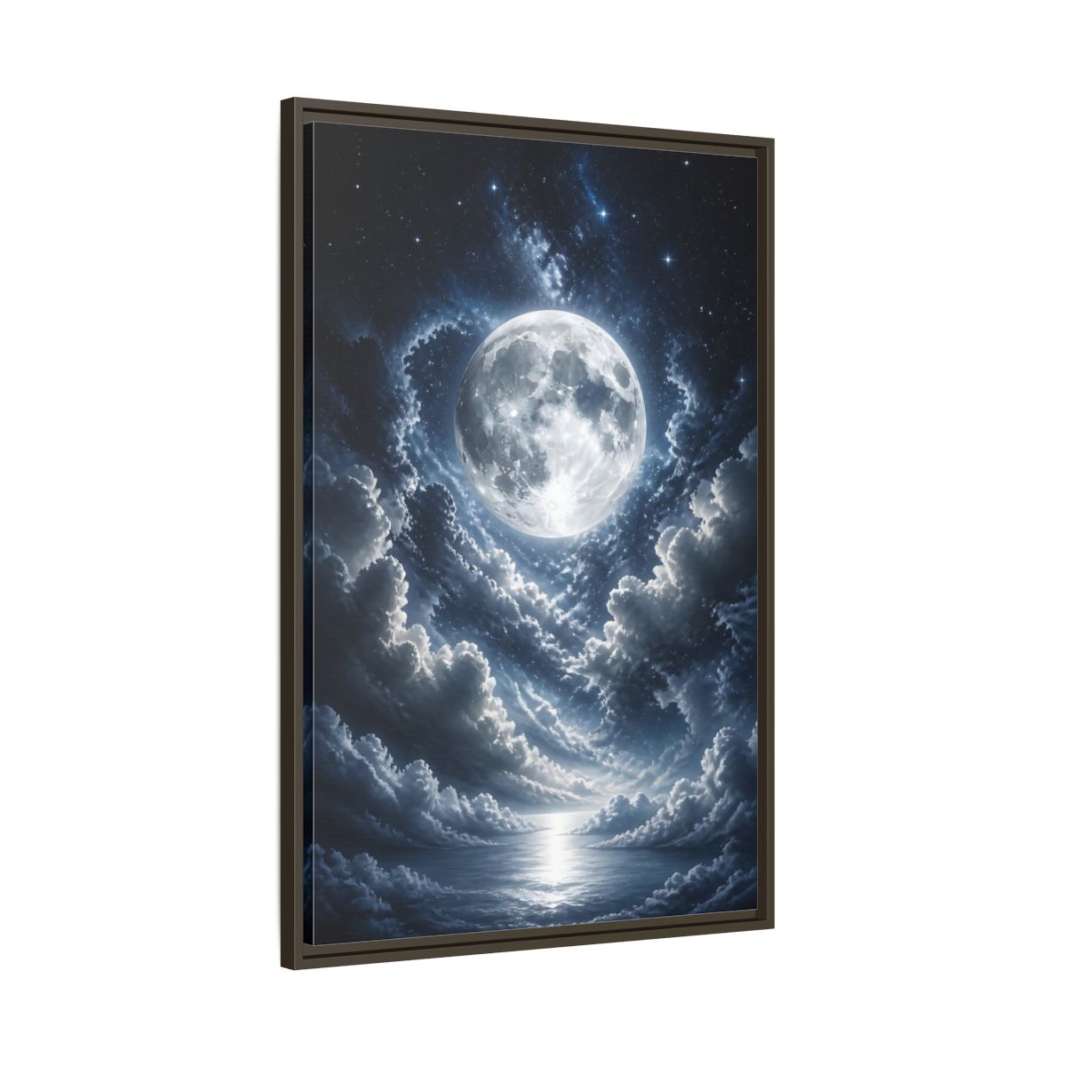 Main Mockup. Nature Full Moon Moonlit Night shown as stretched canvas wall art
