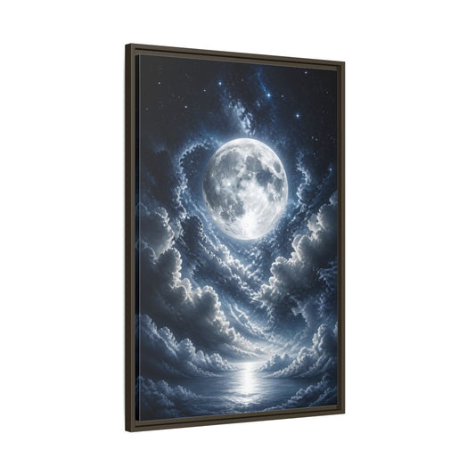 Main Mockup. Nature Full Moon Moonlit Night shown as stretched canvas wall art