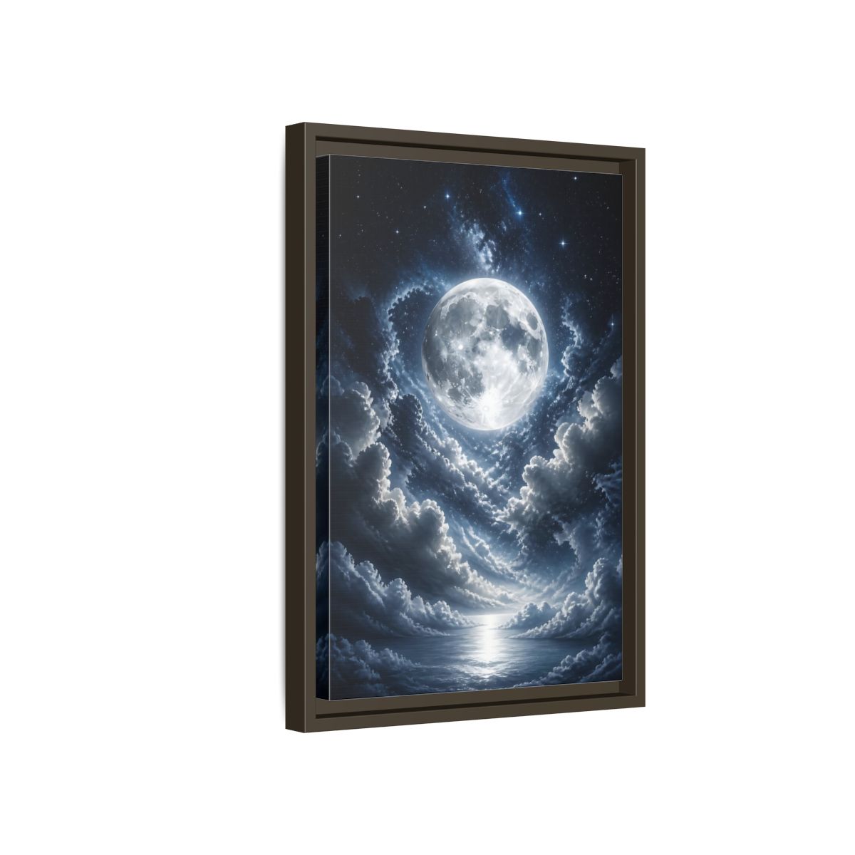 Side Mockup 5. Nature Full Moon Moonlit Night shown as stretched canvas wall art