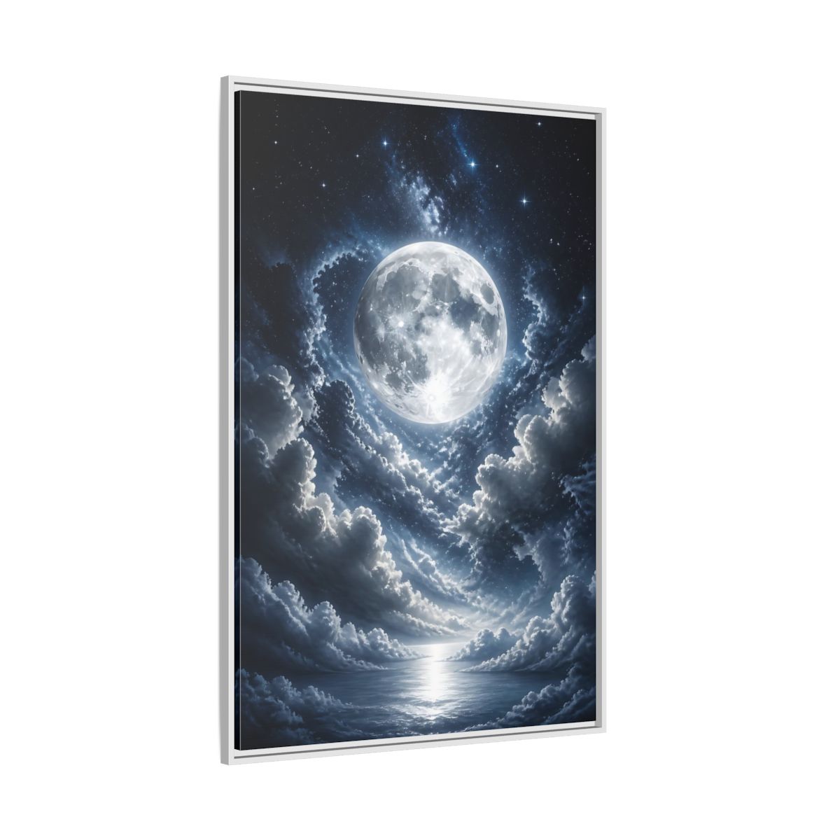 Side Mockup 7. Nature Full Moon Moonlit Night shown as stretched canvas wall art